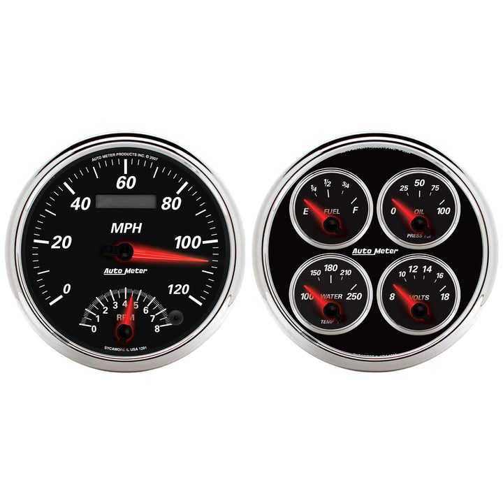 2 PC. GAUGE KIT 5 In. QUAD &amp; SPEEDOMETER 240-33 O DESIGNER BLACK II