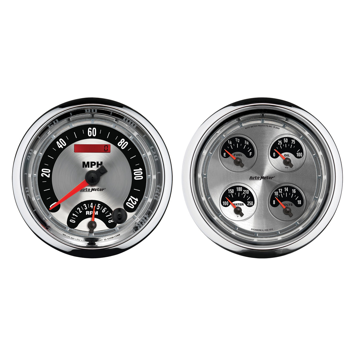 5 In. QUAD GAUGE 8K RPM/120 MPH/100 PSI/100-250 Fahrenheit/8-18V/240-3 ...