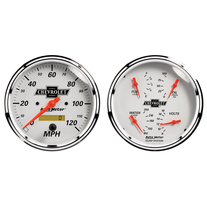2 PC. GAUGE KIT 5 In. QUAD &amp; SPEEDOMETER 240-33 O CHEVY VINTAGE