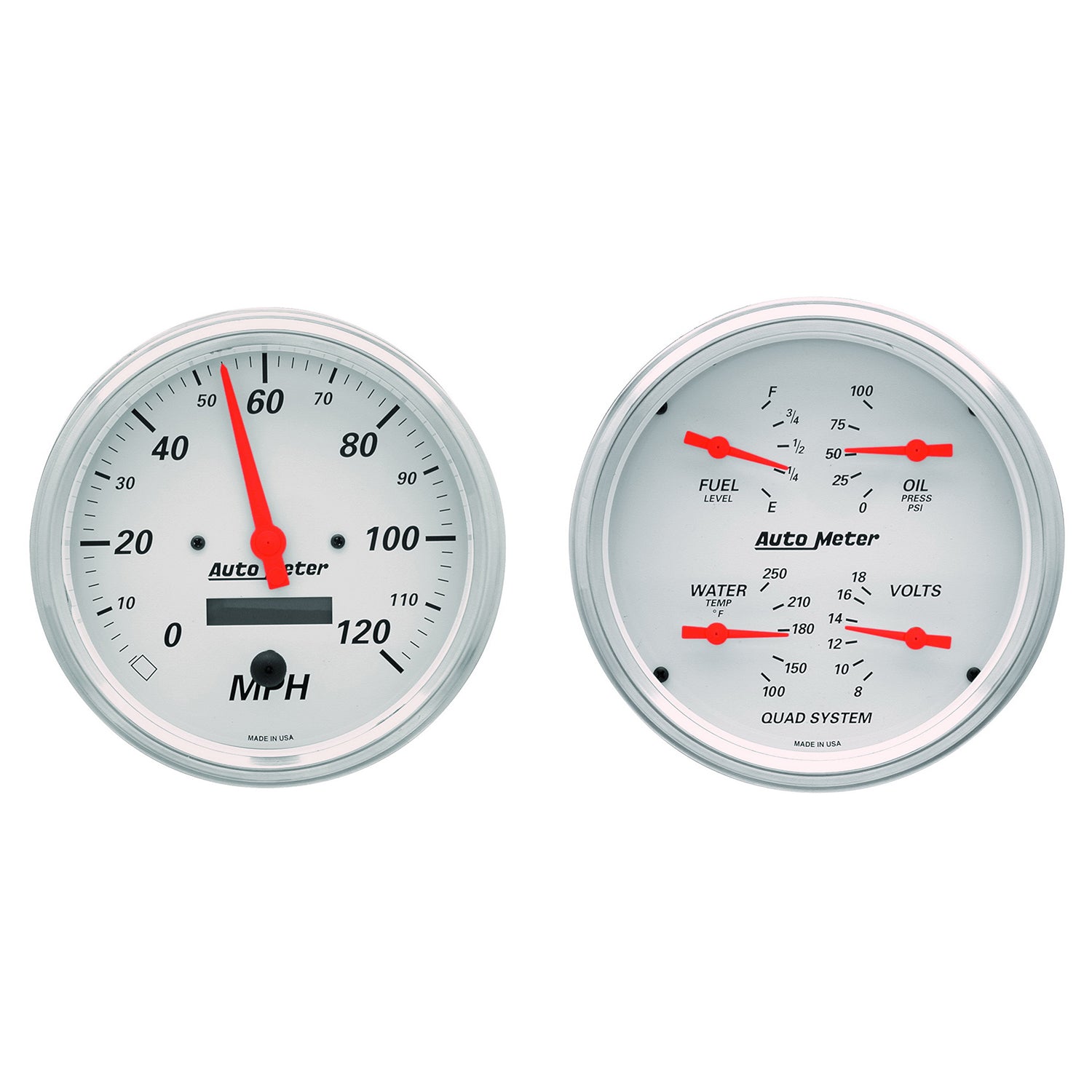 2 PC. GAUGE KIT 5 In. QUAD & SPEEDOMETER 240-33 O ARCTIC WHITE