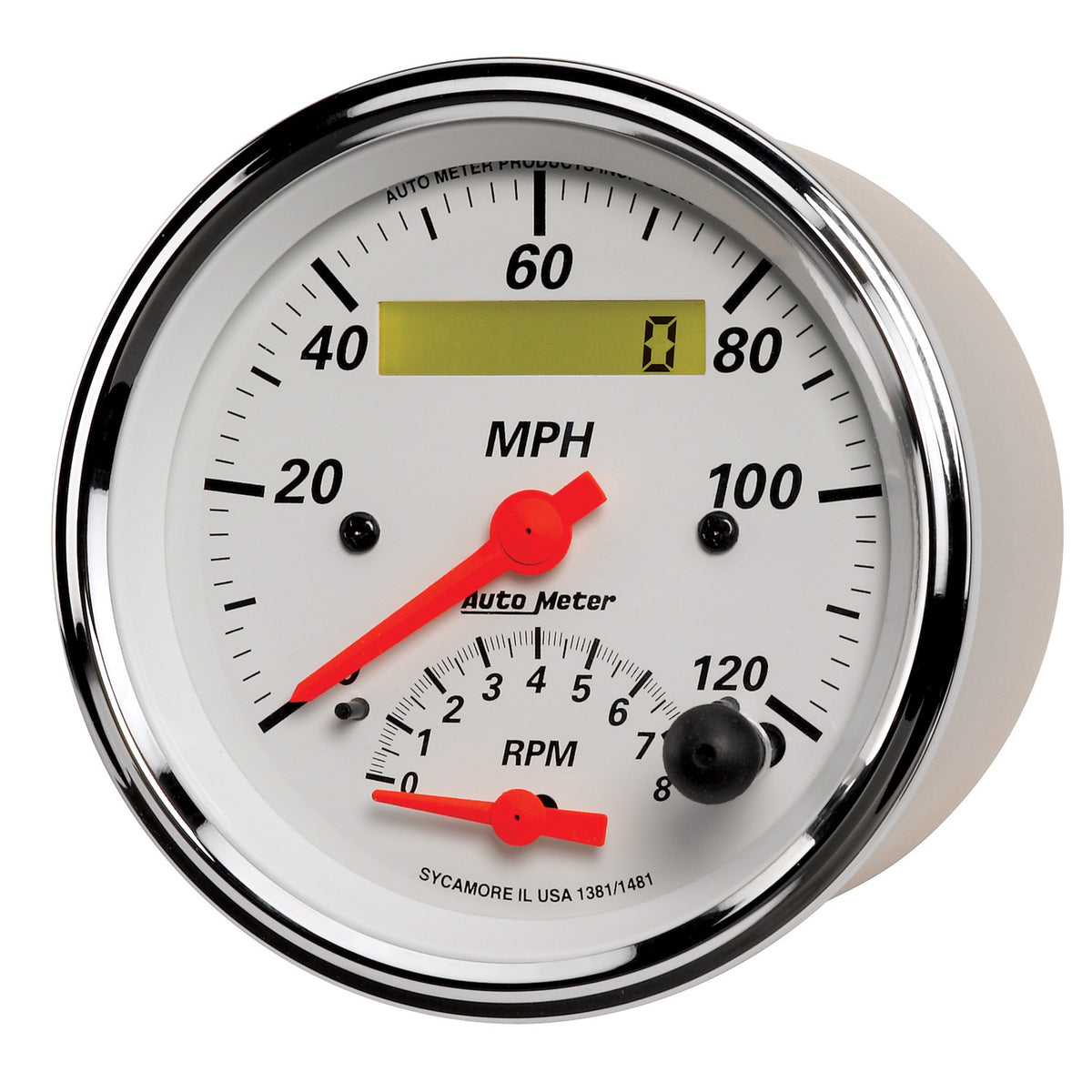 3-3/8 In. TACHOMETER/SPEEDOMETER COMBO 8K RPM/120 MPH ARCTIC WHITE ...