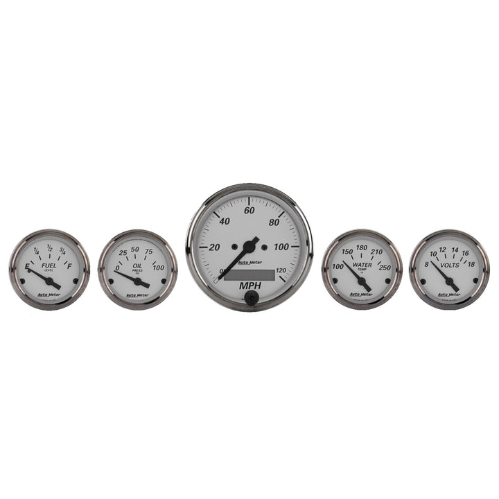 5 PC. GAUGE KIT 3-1/8 In. &amp; 2-1/16 In.  ELEC. SPEEDOMETER AMERICAN PLATINUM