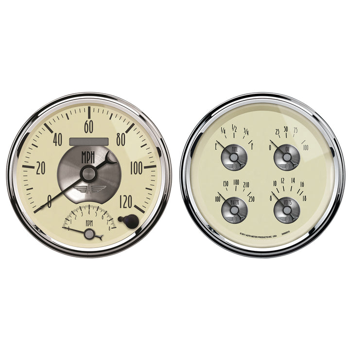 2 PC. GAUGE KIT 5 In. QUAD &amp; TACH/SPEEDO 240-33 O PRESTIGE ANTQ. IVORY