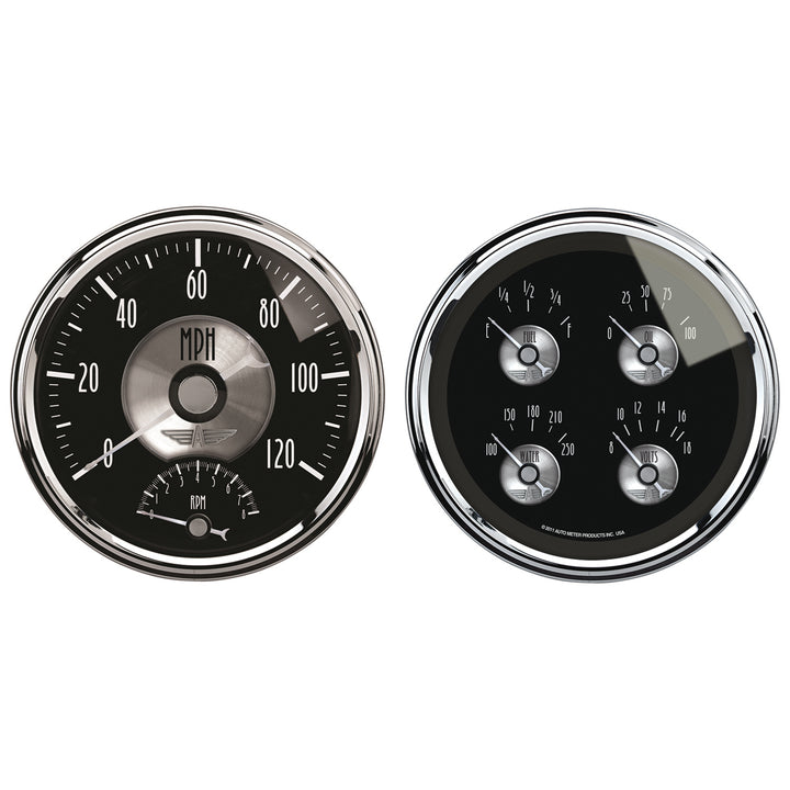 2 PC. GAUGE KIT 5 In. QUAD &amp; TACH/SPEEDO 240-33 O PRESTIGE BLK. DIAMOND