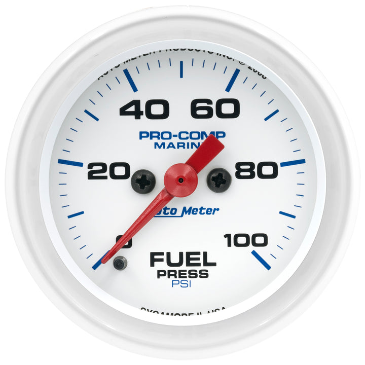 2-1/16 In. FUEL PRESSURE 0-100 PSI MARINE WHITE