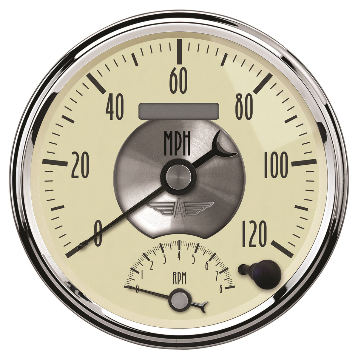 5 In. TACHOMETER/SPEEDOMETER COMBO 8K RPM/120 MPH PRESTIGE ANTIQUE IVO ...