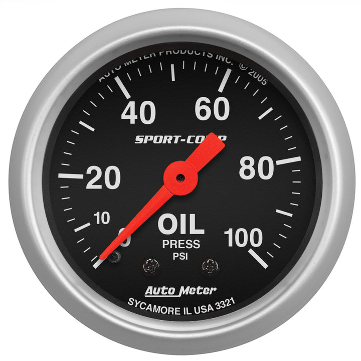 2-1/16 In. OIL PRESSURE 0-100 PSI SPORT-COMP