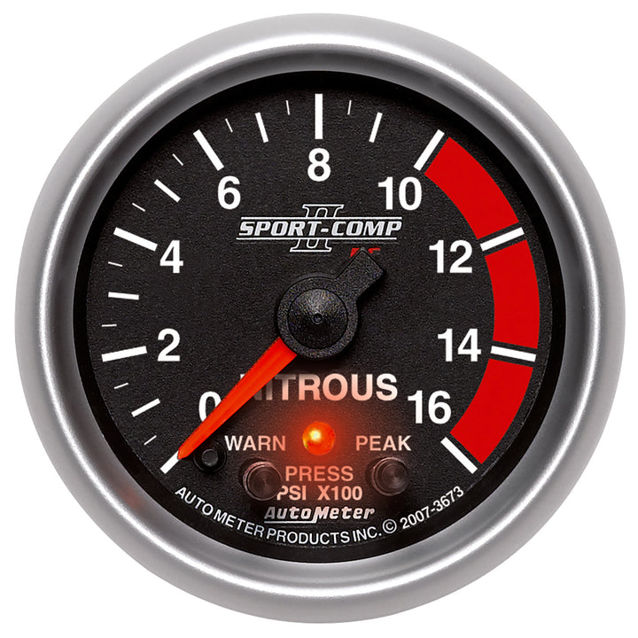 2-1/16 In. NITROUS PRESSURE 0-1600 PSI SPORT-COMP II