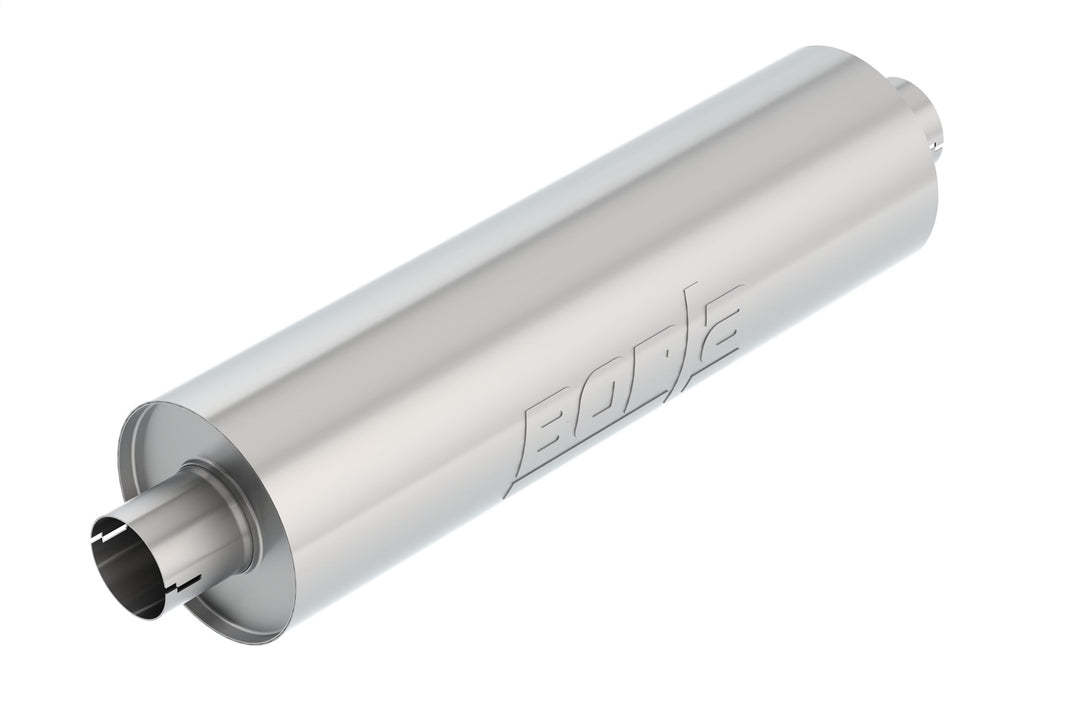 Specialty Muffler Heavy Duty (Truck) 2.75in Center Inlet/ 2.75in Center Outlet 6.75in Round X 24in Long Body Notched Necks