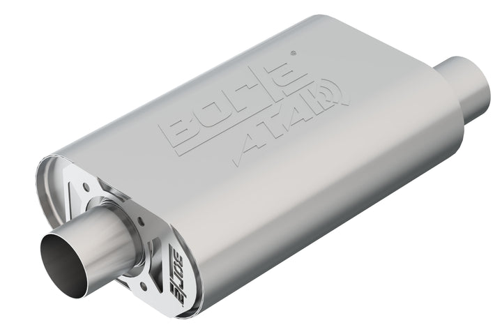 CrateMuffler Muffler Chevrolet Small Block 350/ 383/ 406 CID V8 High Output 2.5 In. Offset Inlet/ 2.5 In. Center Outlet ATAK