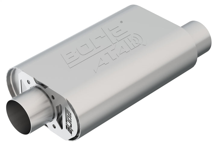 CrateMuffler Muffler Chevrolet Small Block 350/ 383/ 406 CID V8 High Output 3 In. Offset Inlet/ 3 In. Center Outlet ATAK