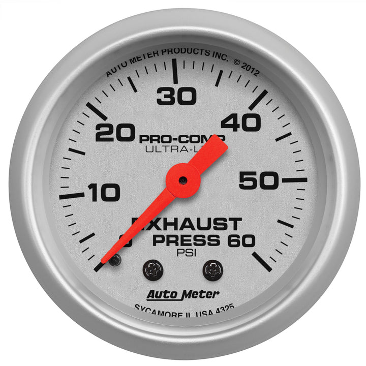 2-1/16 In. EXHAUST PRESSURE 0-60 PSI ULTRA-LITE