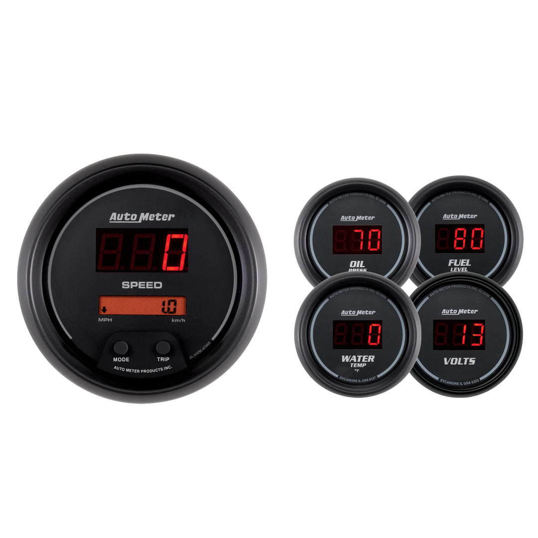5 PC. GAUGE KIT 3-3/8 In. &amp; 2-1/16 In.  SPORT-COMP DIGITAL