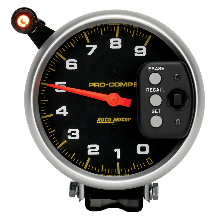 5 In. TACHOMETER 0-9000 RPM PEDESTAL W/ QUICK LITE &amp; PEAK MEMORY PRO-COMP