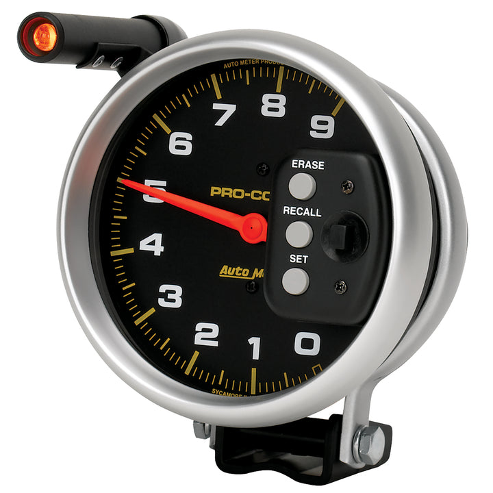 5 In. TACHOMETER 0-9000 RPM PEDESTAL W/ QUICK LITE &amp; PEAK MEMORY PRO-COMP