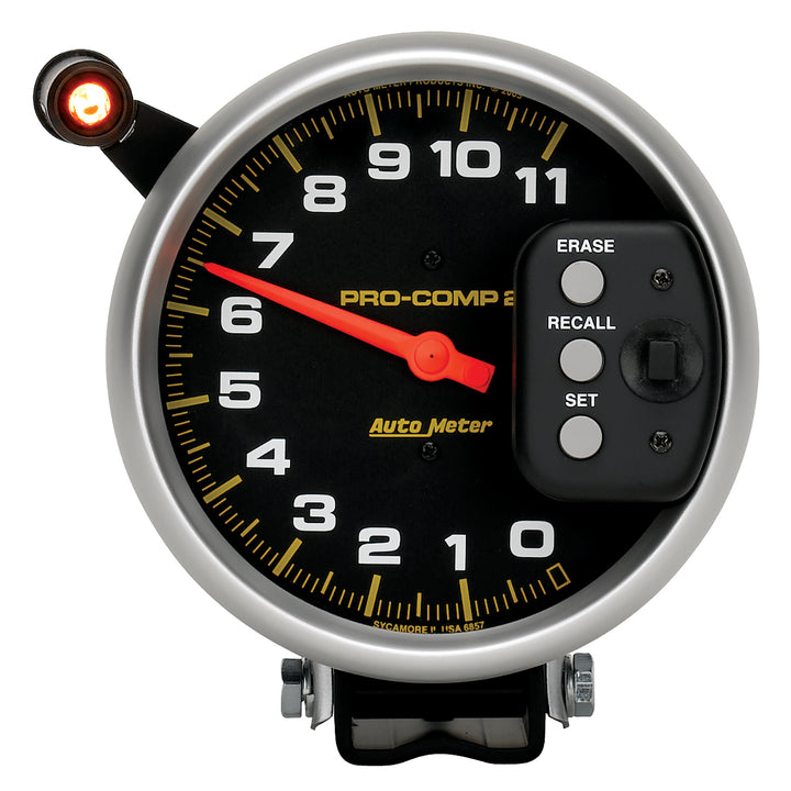 5 In. TACHOMETER 0-11000 RPM PEDESTAL W/ QUICK LITE &amp; PEAK MEMORY PRO-COMP