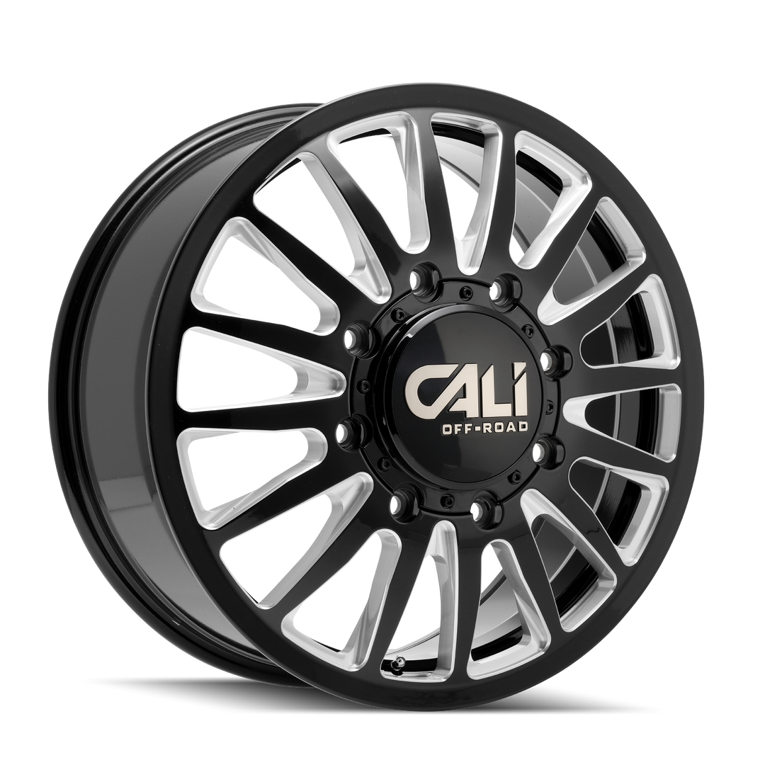 CALI OFFROAD SUMMIT DUALLY FRONT (9110) GLOSS BLACK MILLED - 9110D-2881BMF115