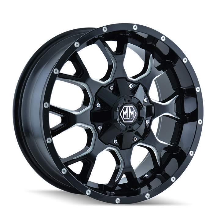 MAYHEM WARRIOR 8015 GLOSS BLACK MILLED 18X9 5-114.3/5-127 -12MM 87MM