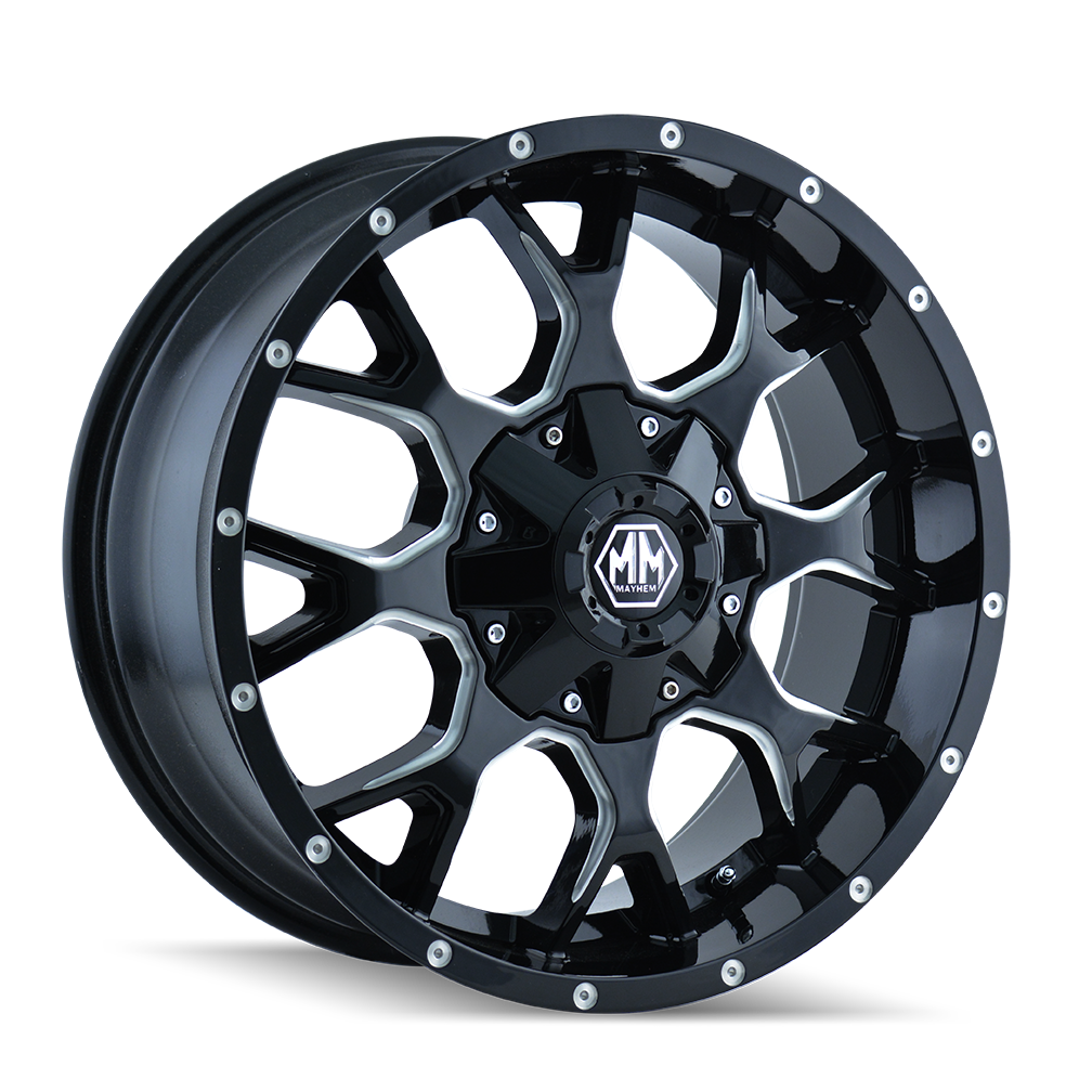 MAYHEM WARRIOR 8015 GLOSS BLACK MILLED 17X9 6-135/6-139.7 18MM 106MM