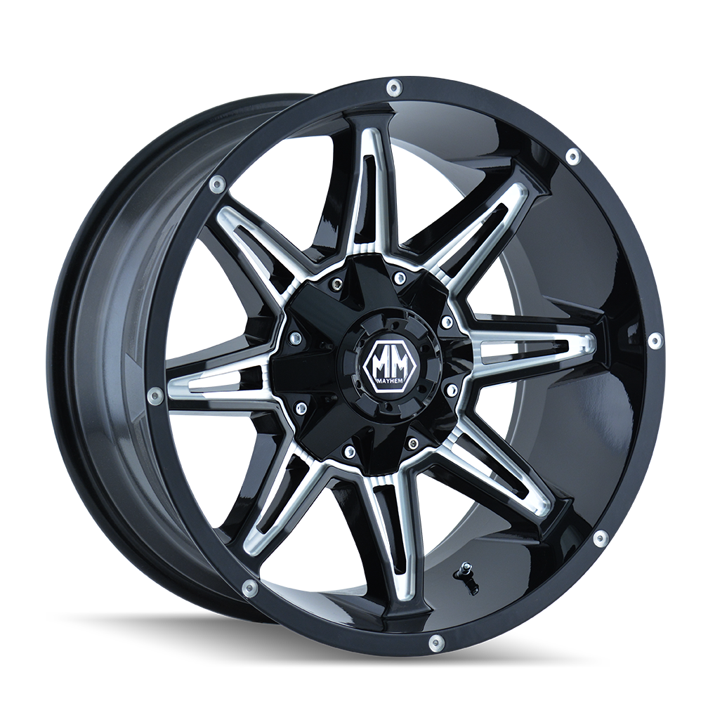 MAYHEM RAMPAGE 8090 GLOSS BLACK MILLED 20X9 8-165.1 18MM 130.8MM