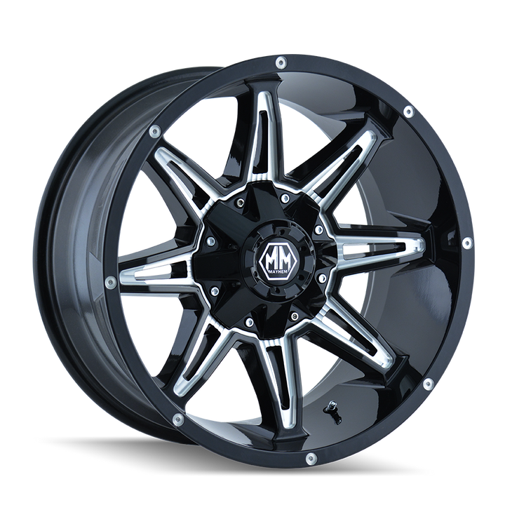 MAYHEM RAMPAGE 8090 GLOSS BLACK MILLED 20X10 8-170 -25MM 125.2MM