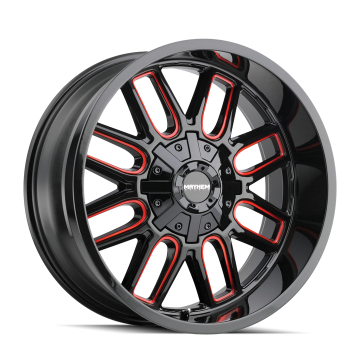 MAYHEM COGENT 8107 GLOSS BLACK MILLED PRISM RED 18X9 6-135/6-139.7 0MM 106MM