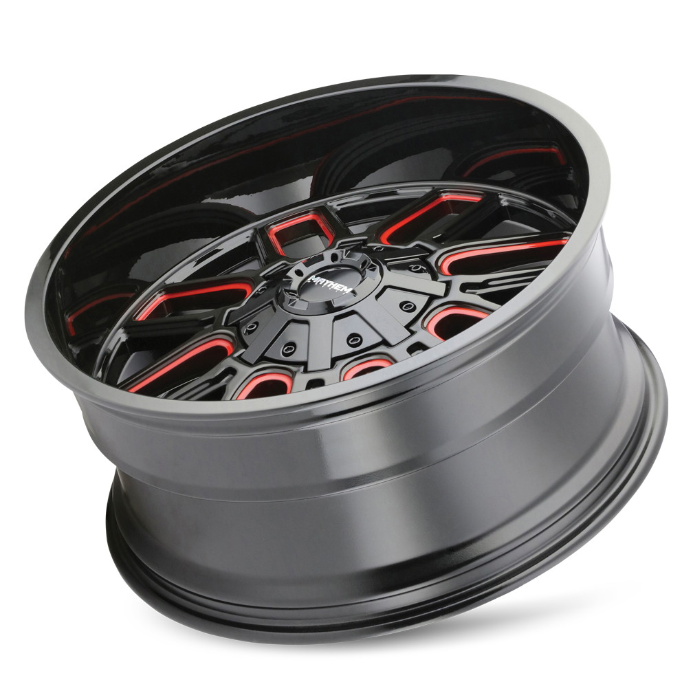 MAYHEM COGENT 8107 GLOSS BLACK MILLED PRISM RED 17X9 5-127/5-139.7 -12MM 87.1MM