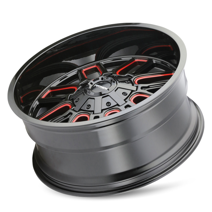 MAYHEM COGENT 8107 GLOSS BLACK MILLED PRISM RED 18X9 6-135/6-139.7 0MM 106MM