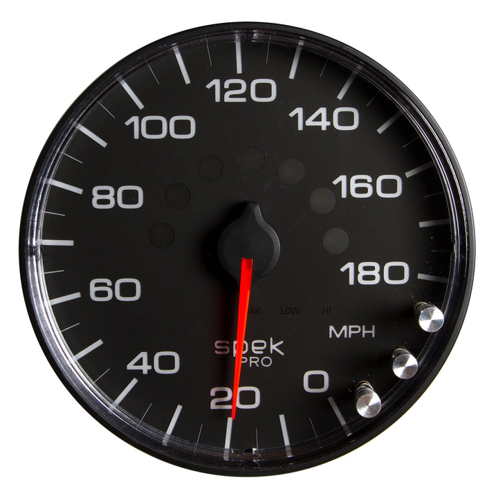 5 In. SPEEDOMETER 0-180 MPH SPEK-PRO BLACK/BLACK
