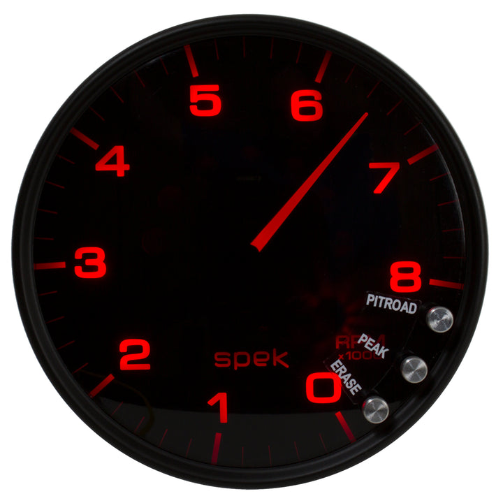 5 In. IN-DASH TACHOMETER 0-8000 RPM SPEK-PRO BLACK/BLACK