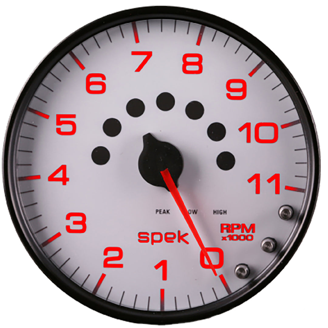 5 In. IN-DASH TACHOMETER 0-11000 RPM SPEK-PRO WHITE/BLACK