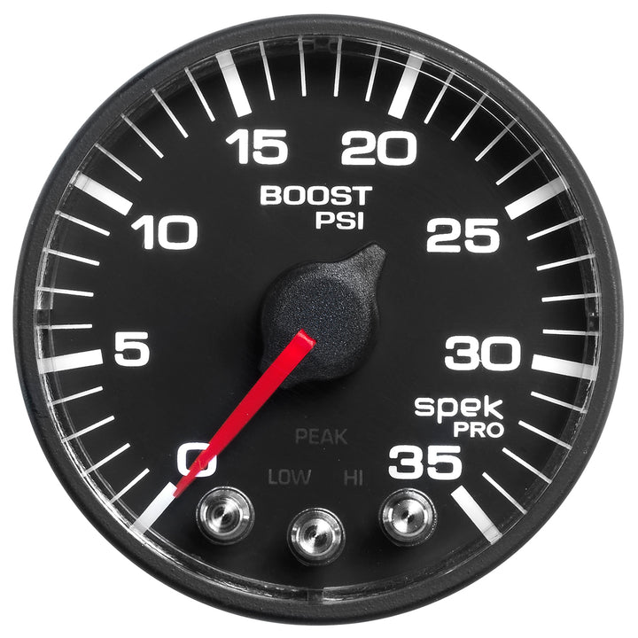 PILLAR KIT 0-35 PSI/2000 Fahrenheit 01-07 GM FULL-SIZE TRUCK W/O SPEAKER SPEK-PRO BLACK DIAL BLACK BEZEL FLAT ANTIGLARE LENS