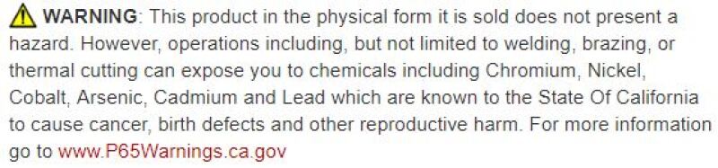 Disclaimer P65 Warning
