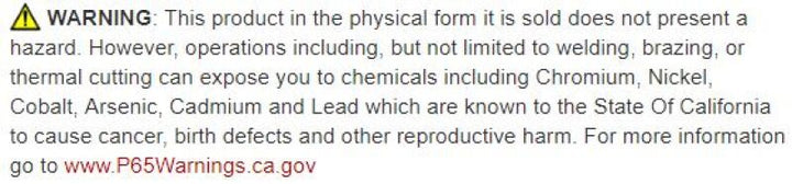 Disclaimer P65 Warning