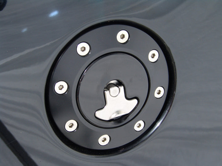 Billet Aluminum Gas Cap  Universal Fit  Locking  Anodized Black.